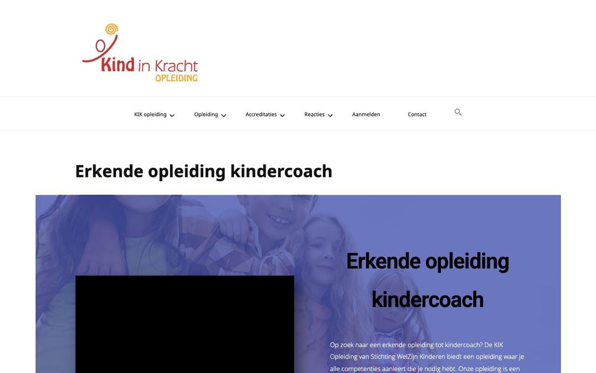 Schermafbeelding van de opleidingspagina van KIK Opleiding