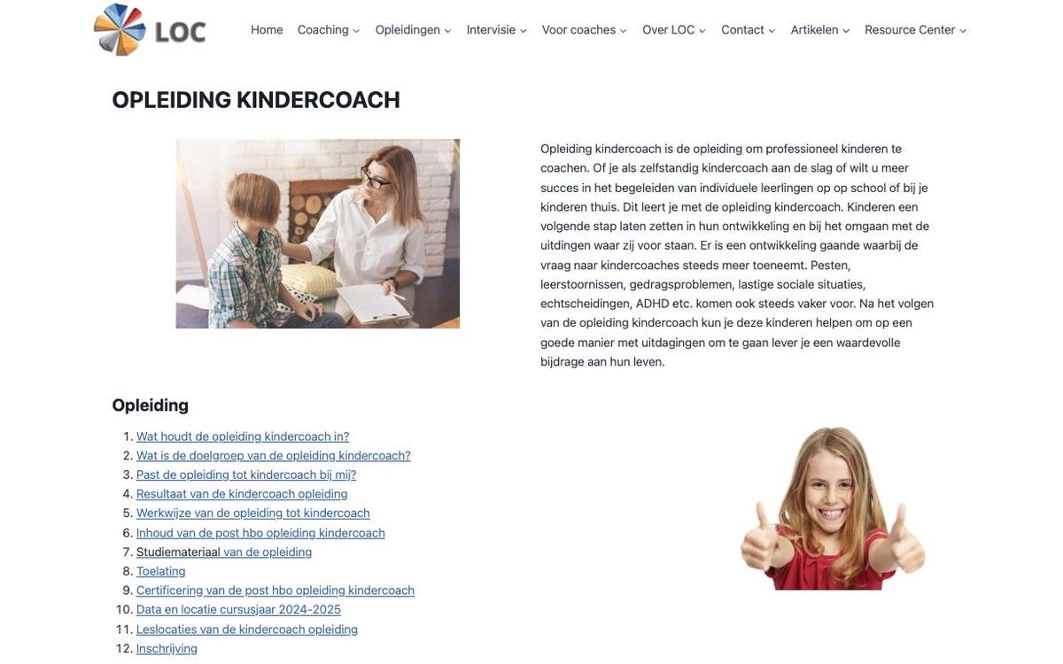 Schermafbeelding van de opleidingspagina van LOC – Coaching voor Docenten