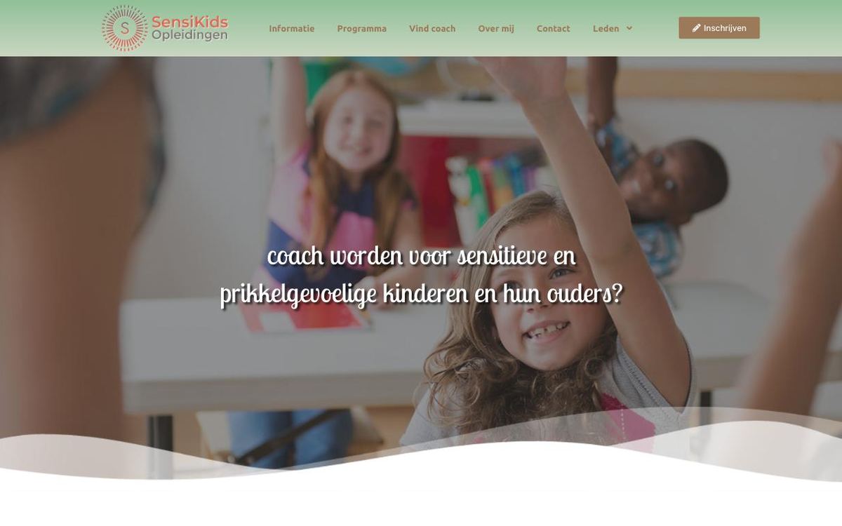 Schermafbeelding van de opleidingspagina van Sensikids